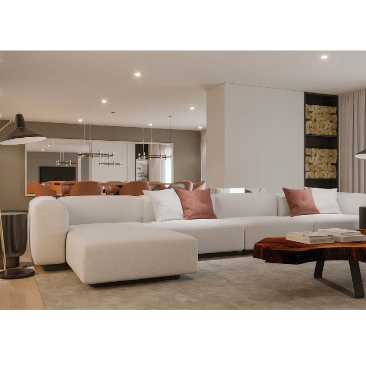 Sofá branco com chaise longue