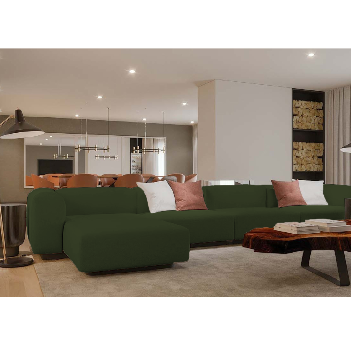 Sofá branco com chaise longue