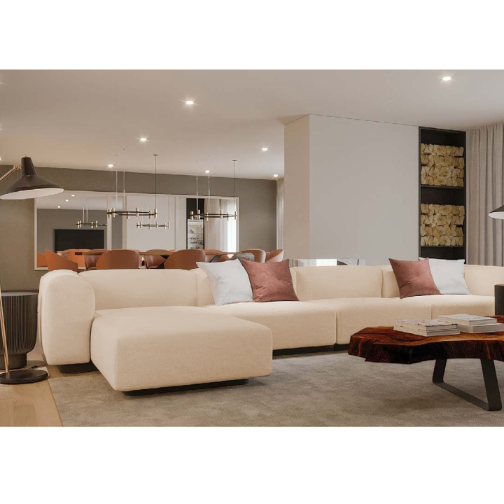 Sofá branco com chaise longue