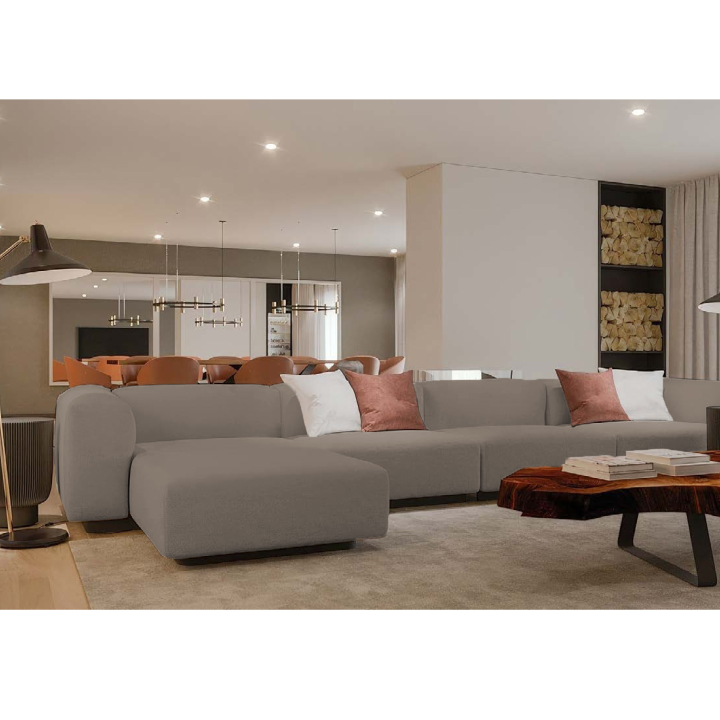 Sofá branco com chaise longue