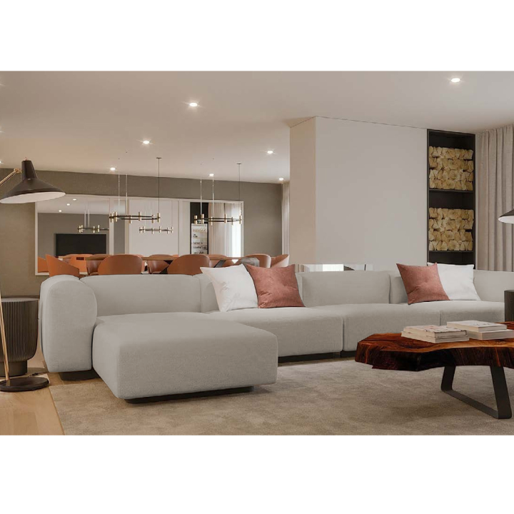 Sofá branco com chaise longue