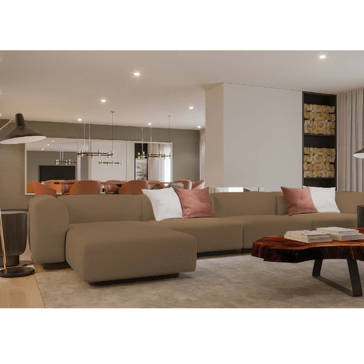 Sofá branco com chaise longue