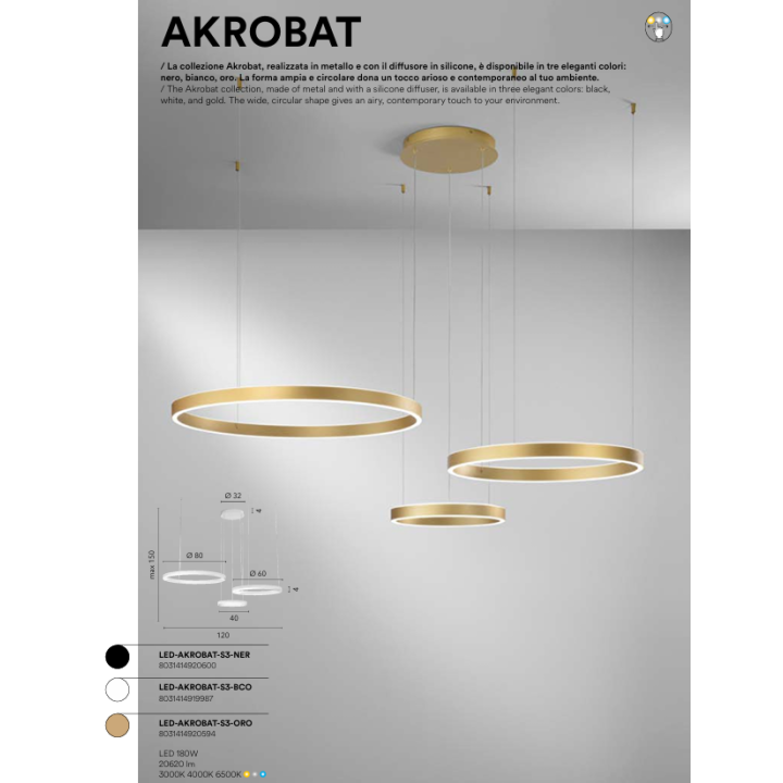 Iluminação de teto modelo Akrobat