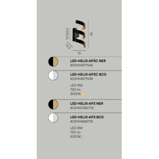 Iluminação de parede modelo Helix